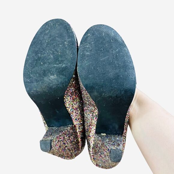 Urban Outfitters Y2K Rainbow Glitter Sparkle Round Toe Pumps Heels - Picture 6 of 7